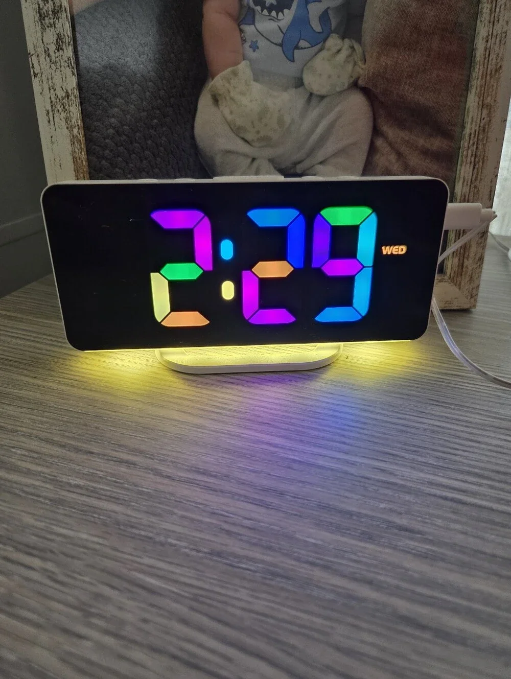 Rainbow RGB Digital Alarm Clock, EUC